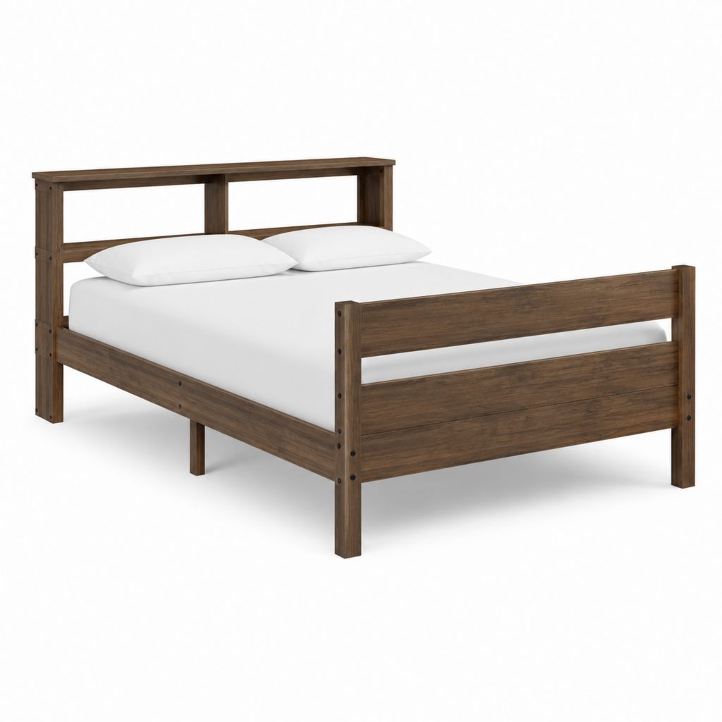 Cadre de lit double marron foncé en pin massif 160 x 200 cm