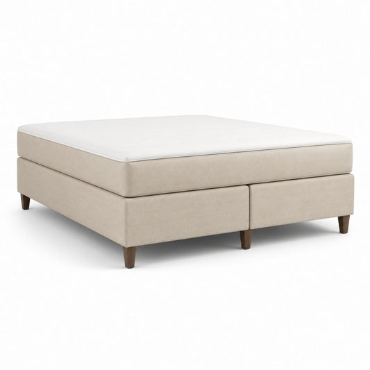 Ensemble lit double avec matelas beige en polyester 160 x 200 cm