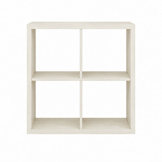 Bibliothèque étagère 4 cases blanc chêne en panneaux de particules 60 x 60 x 30 cm