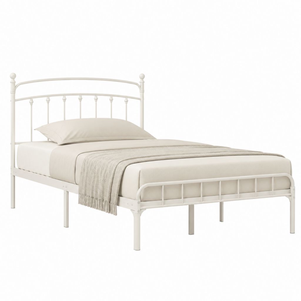 Lit simple cadre de lit blanc en acier rectangulaire 90 x 190 cm
