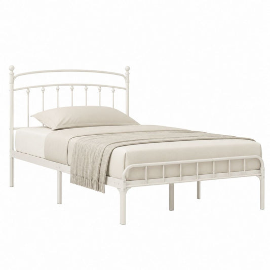 Lit simple cadre de lit blanc en acier rectangulaire 90 x 190 cm